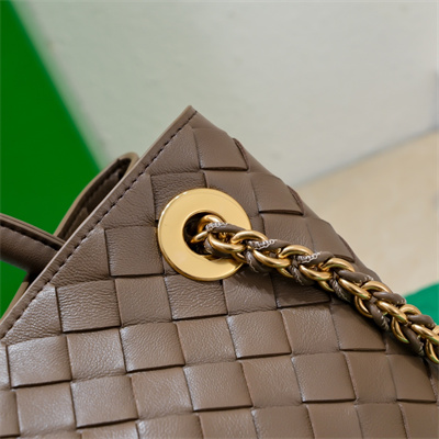 BV Small Andiamo Top handle bag With Chain Lambskin Leather Taupe Grey