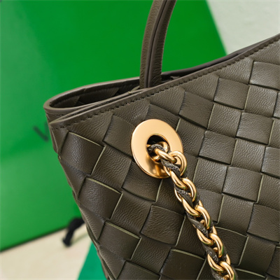 BV Small Andiamo Top handle bag With Chain Lambskin Leather Mustard