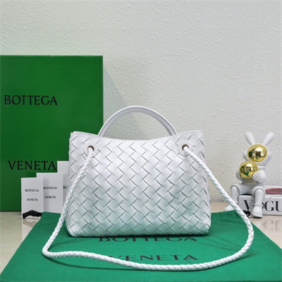 BV Small Andiamo Top handle bag Lambskin Leather White