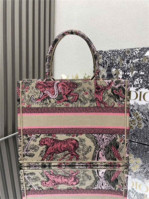 cd medium D*oriviera D*or book tote raffia with aquamarina toile de jouy sauvage embroidery pink