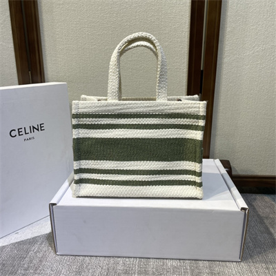Ce**e small cabas thais in striped textile with calfskin white/green