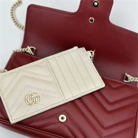 G*u*i gg marmont mini bag with card case burgundy/white 751526