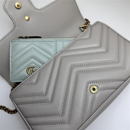 G*u*i gg marmont mini bag with card case light grey/green 751526