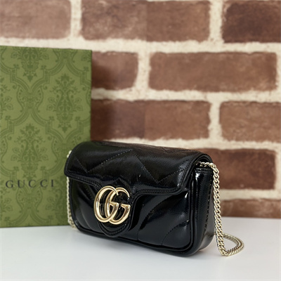 G*u*i gg marmont mini bag patent leather black 476433