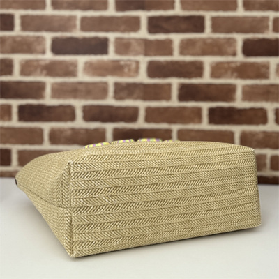 Gu.cci Medium Natural Straw Effect Raffia Tote
