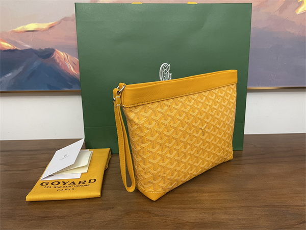 conti pouch Go*ardine canvas&chevroches calfskin yellow
