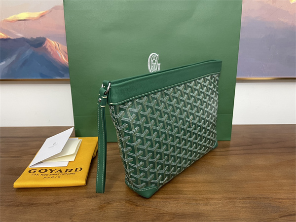 conti pouch Go*ardine canvas&chevroches calfskin green