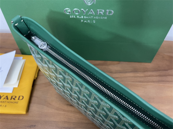 conti pouch Go*ardine canvas&chevroches calfskin green