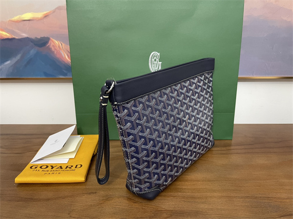 conti pouch Go*ardine canvas&chevroches calfskin navy blue