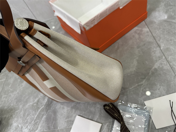 Her.mes Herbag 31 Canvas and Calfskin With Stripe Printing