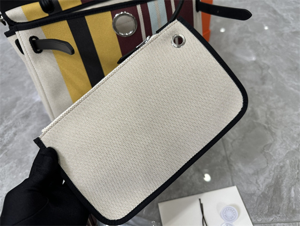 Her.mes Herbag 31 Canvas and Calfskin With Stripe Printing