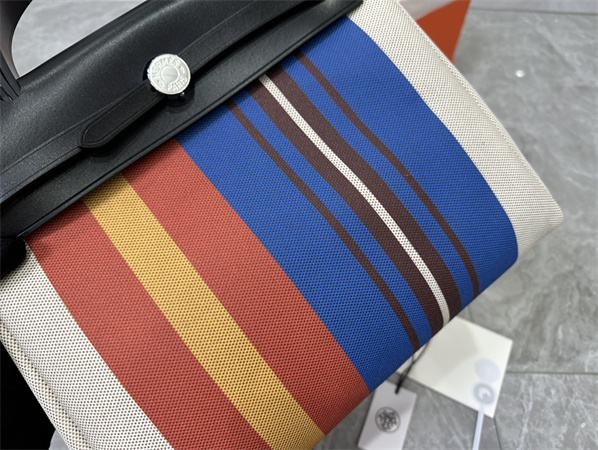 Her.mes Herbag 31 Canvas and Calfskin With Stripe Printing