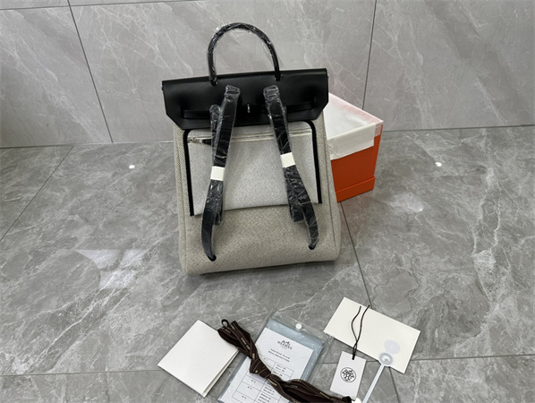 Her.mes Herbag Backpack Canvas and Calfskin