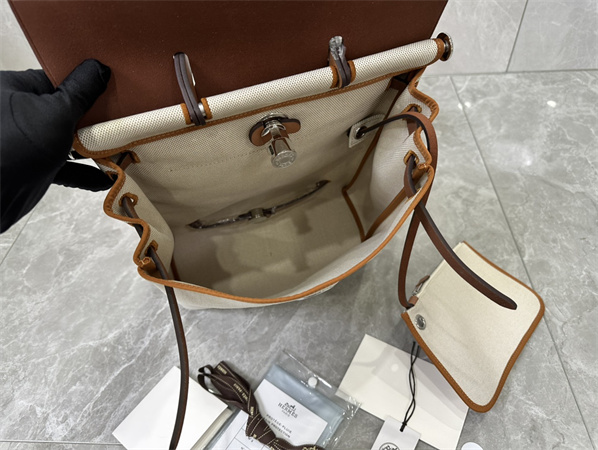 Her.mes Herbag Backpack Canvas and Calfskin