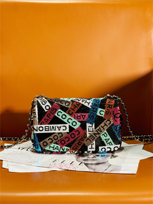 Ch*el mini classic flap bag rainbown sequin evening bag
