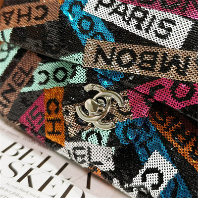Ch*el mini classic flap bag rainbown sequin evening bag