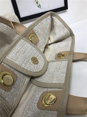 Ch*el deauville large shopping bag mixed fibers gold tone metal a66941