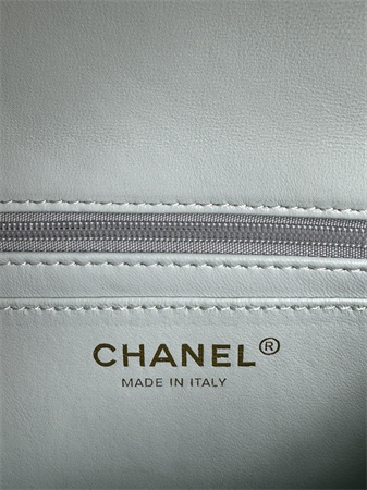 Ch*el mini flap bag with top handle lambskin gold tone metal pale blue as2431