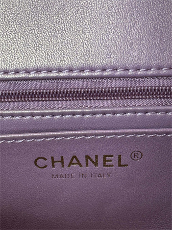 Ch*el mini flap bag with top handle charm lambskin gold tone metal dk pink as2431