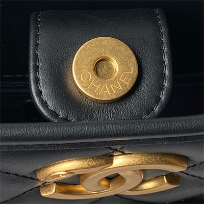 Ch*el hobo chain shoulder bag calfskin gold tone metal black as4532