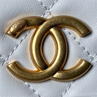 Ch*el hobo handbag calfskin gold tone metal white as4666