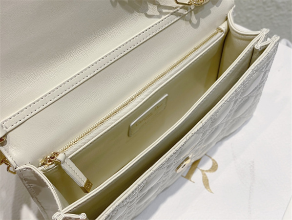 cd miss D*or top handle bag cannage patent calfskin white