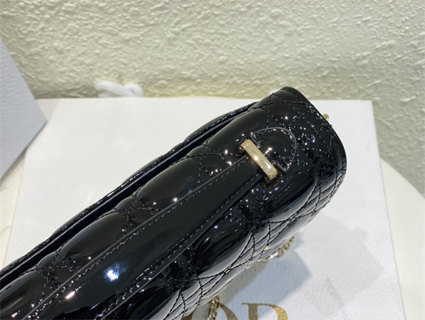 cd miss D*or top handle bag cannage patent calfskin black