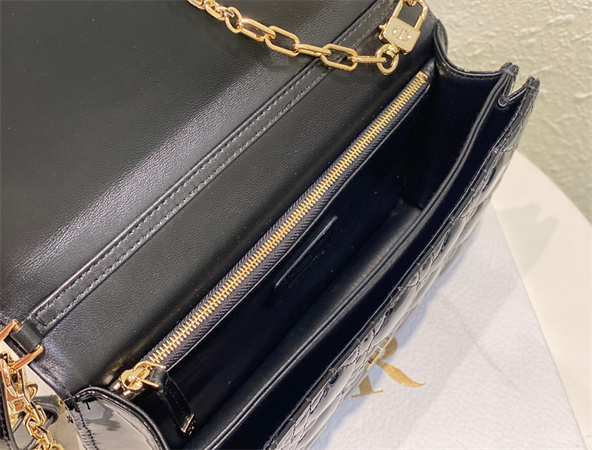 cd miss D*or top handle bag cannage patent calfskin black