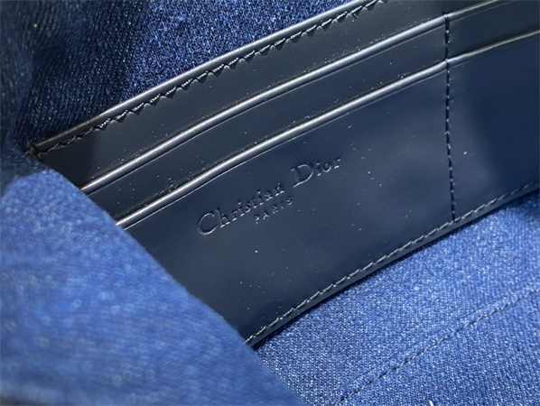 D*orstar hobo bag with chain blue denim D*or oblique jacquard