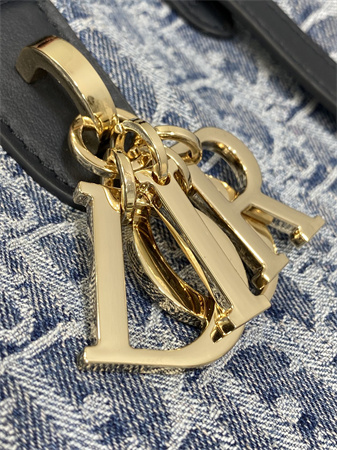 cd medium D*or toujours bag blue denim D*or oblique jacquard