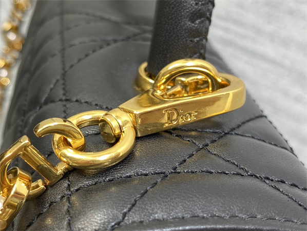 CD Medium Ange Bag Black Macrocannage Calfskin