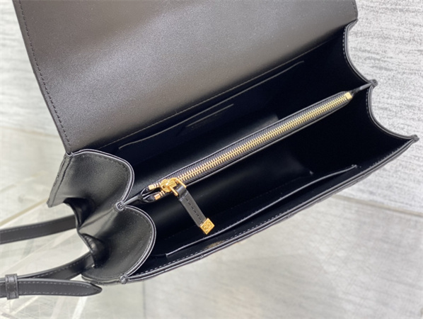 CD Medium Ange Bag Black Macrocannage Calfskin