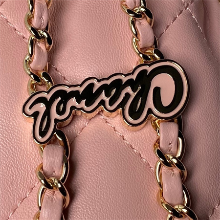 Ch*el backpack shiny lambskin gold tone metal pink as4810