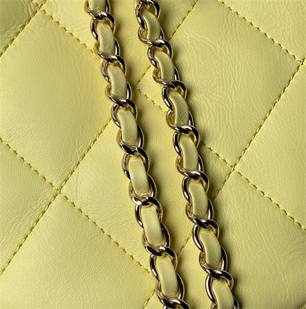 Ch*el backpack shiny lambskin gold tone metal yellow as4810