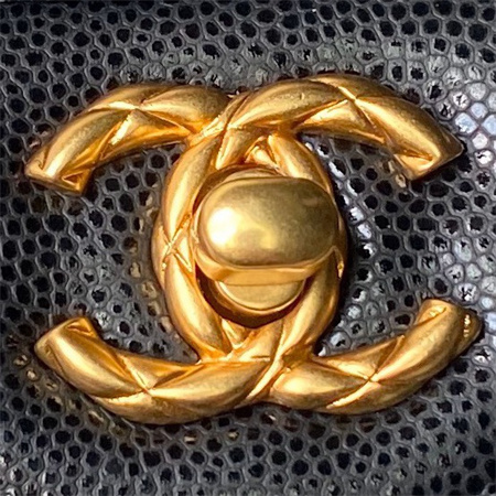 Ch*el mini flap bag with top handle grained shinny calfskin gold tone metal black as4956