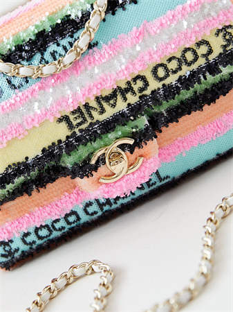 Ch*el mini flap bag sequins & gold-tone metal multicolors as3269