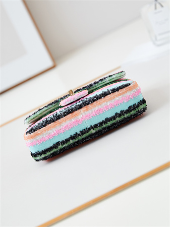 Ch*el mini flap bag sequins & gold-tone metal multicolors as3269