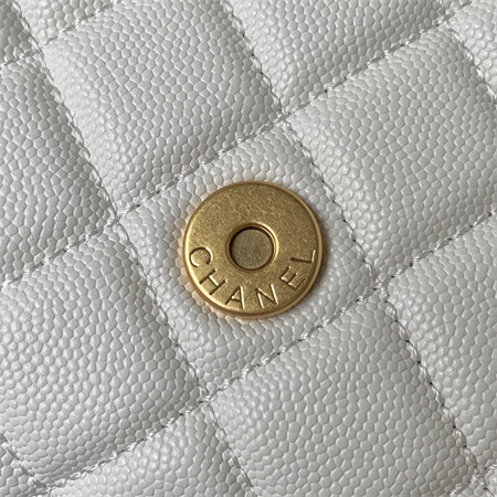 Ch*el hobo bag grained calfskin gold tone metal white as3690