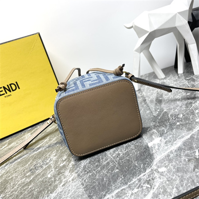 Fen.di MON TRESOR Light blue FF denim fabric mini bag