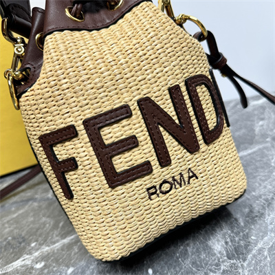 Fen.di MON TRESOR Natural raffia mini bag
