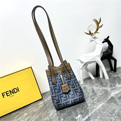 Fen.di ORIGAMI Mini Light blue FF denim fabric mini bag that can be transformed