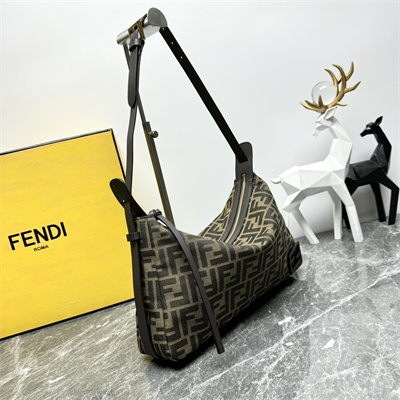 fen.di simply F**di medium brown ff jacquard fabric bag
