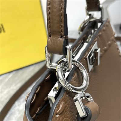 Fen.di Peekaboo ISeeU Petite Cuoio Romano Leather Selleria bag with 306 hand-sewn topstitches