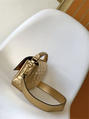 Fen.di BAGUETTE Bag Gold Leather With FF Motif