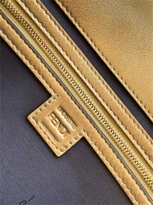 Fen.di BAGUETTE Bag Gold Leather With FF Motif