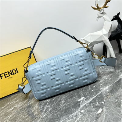 Fen.di BAGUETTE Bag Light Blue Nappa Leather With FF Motif