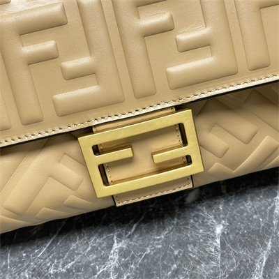 Fen.di BAGUETTE Bag Beige Nappa Leather With FF Motif