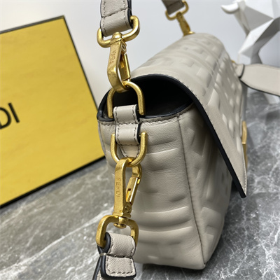 Fen.di BAGUETTE Bag Grey Nappa Leather With FF Motif