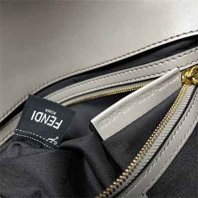Fen.di BAGUETTE Bag Grey Nappa Leather With FF Motif