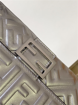 Fen.di BAGUETTE Bag Silver Leather With FF Motif